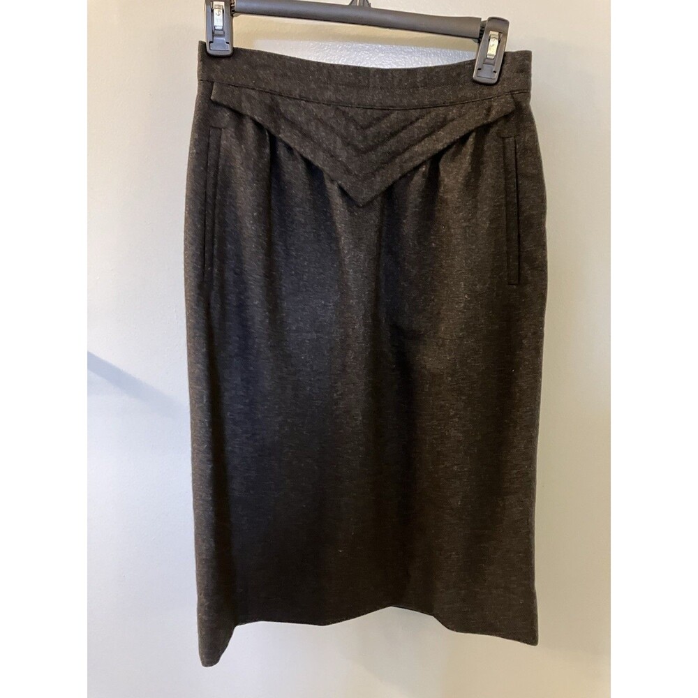 Escada New Wool Grey Lined Skirt German Size 38 U.S. Size 6